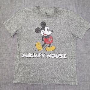 Disney Mickey Mouse Retro Style Spell Out Grey Tee Shirt.  Medium